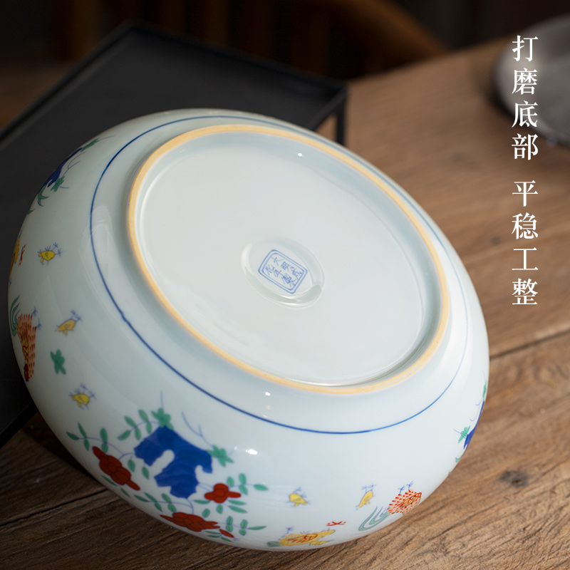 Hand a cup of tea to wash chicken cylinder jingdezhen da Ming chenghua bucket color wash cup bowl of tea six gentleman 's zero water jar water washing