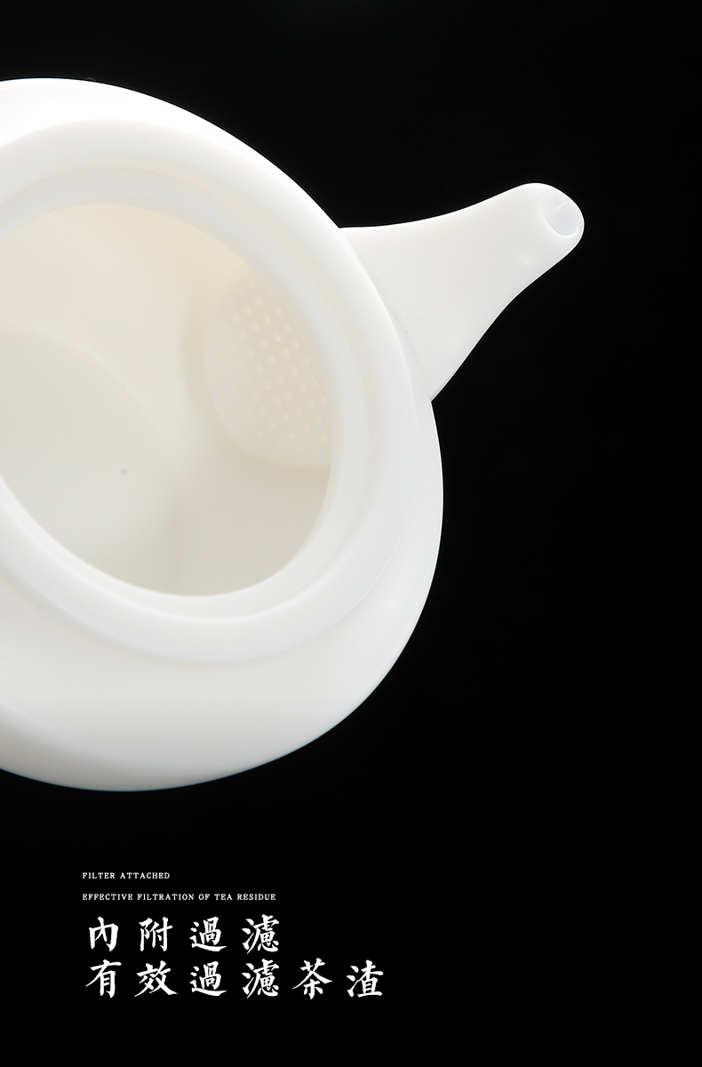 Ceramic teapot single pot gifts creative hand suet jade han flat pot pu 'er household kung fu tea teapot