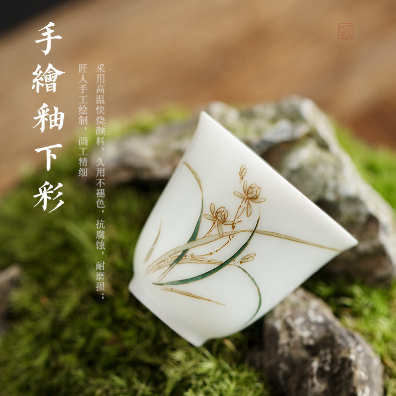 Sweet white tureen three cups to bowl with them pure manual thin body large single ceramic kung fu tea tea bowl