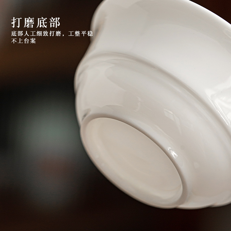 Dehua porcelain jade before three China tureen ceramic kung fu tea cups contracted white porcelain craft a single tea bowl