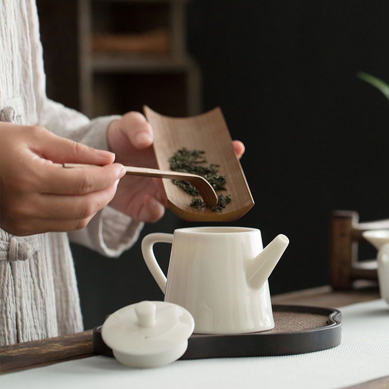 Earth story dehua lard white teapot tea kungfu tea set single boring pot pot of fine white porcelain teapot