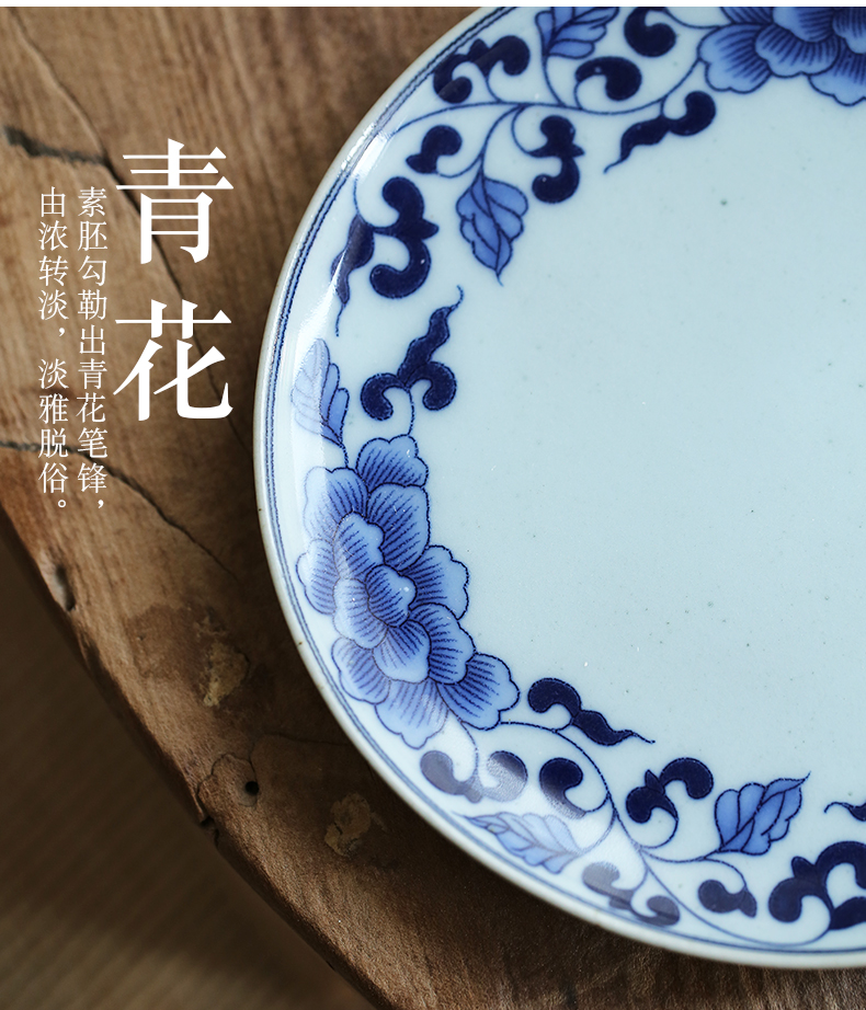 Jingdezhen hand - made porcelain tea set suit household small sets of kung fu tea cup tureen tea pot dry terms plate