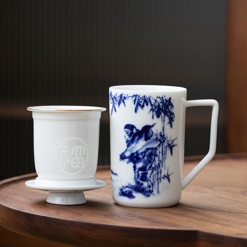 Hand - made under glaze color office cup of jingdezhen porcelain ceramic cups household with cover glass large tea cups