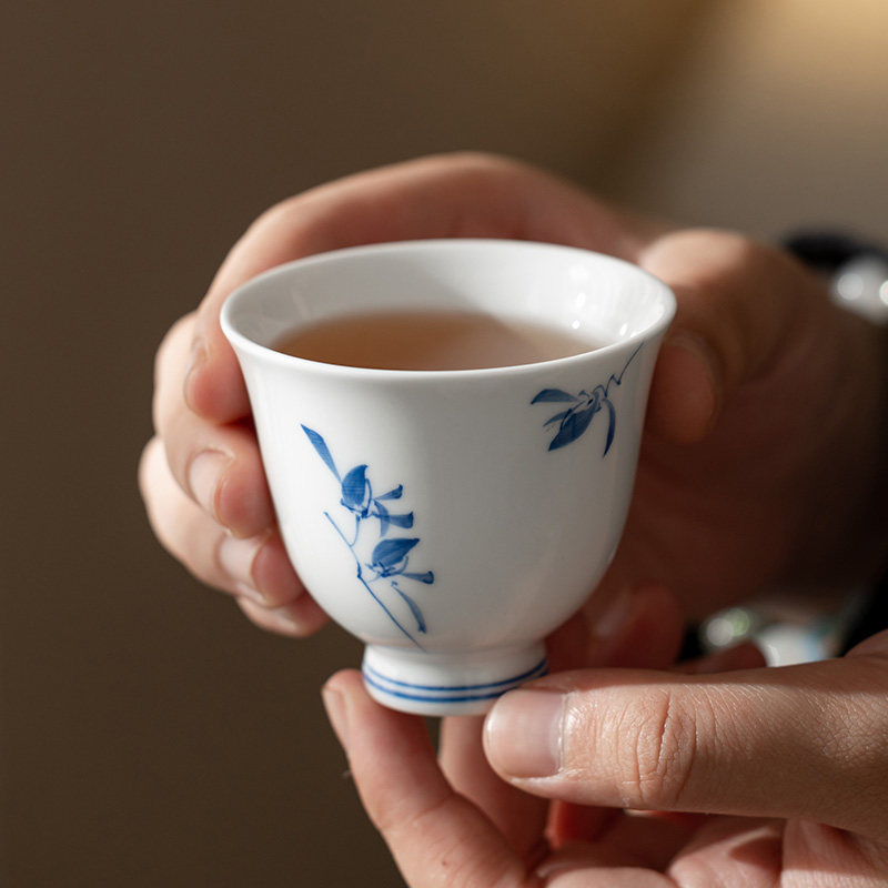 Pure Hand Painted Butterfly Lan Tea Cup Men's Big Number Single Cup Ceramic Personal Special Upscale Utive Tea With Tea Cup-Taobao