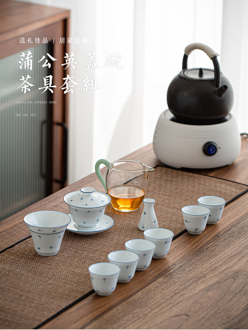 Jingdezhen tea suit pure manual hand - made ceramic cups domestic modern Japanese tea is a complete set of the teapot