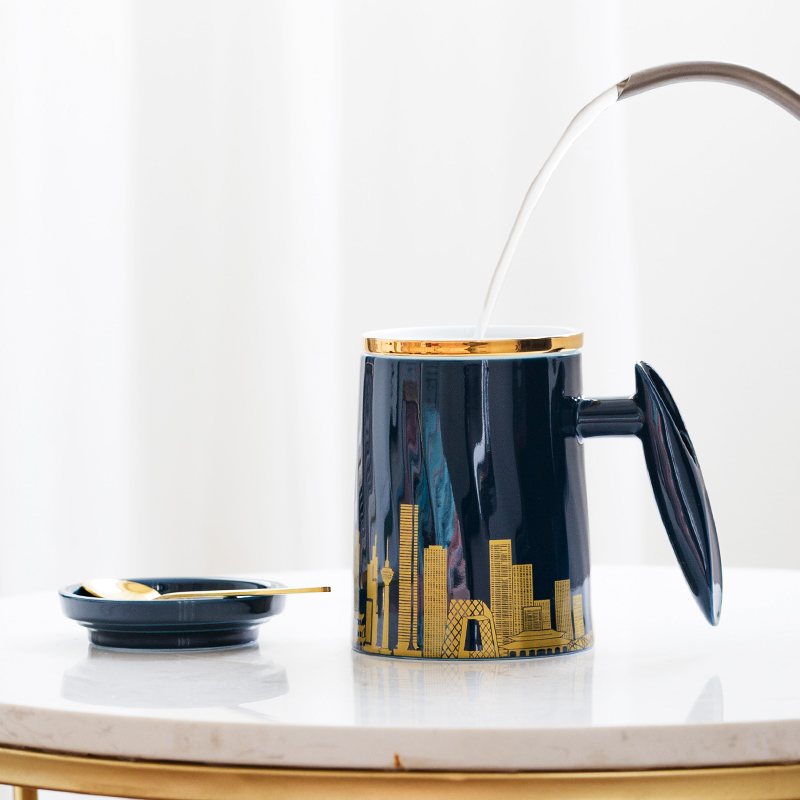 Urban business card of jingdezhen ceramic tea cup tea separation with cover with the handle business office tea man