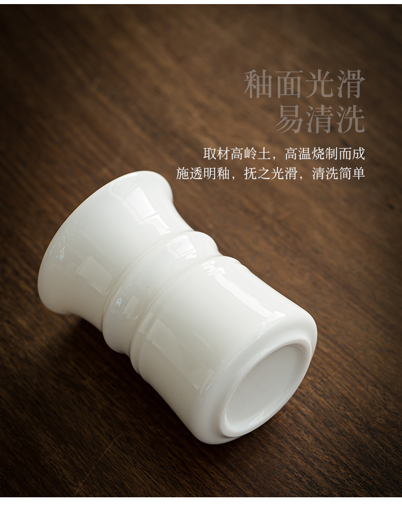 Suet jade white porcelain tea six gentleman ceramic household single brush pot ebony ChaGa kung fu tea accessories