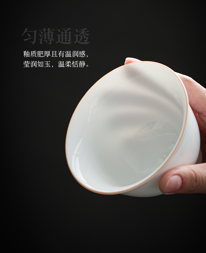 Dehua suet jade white porcelain single tureen double to make tea bowl of household ceramic cups with cover and tea set