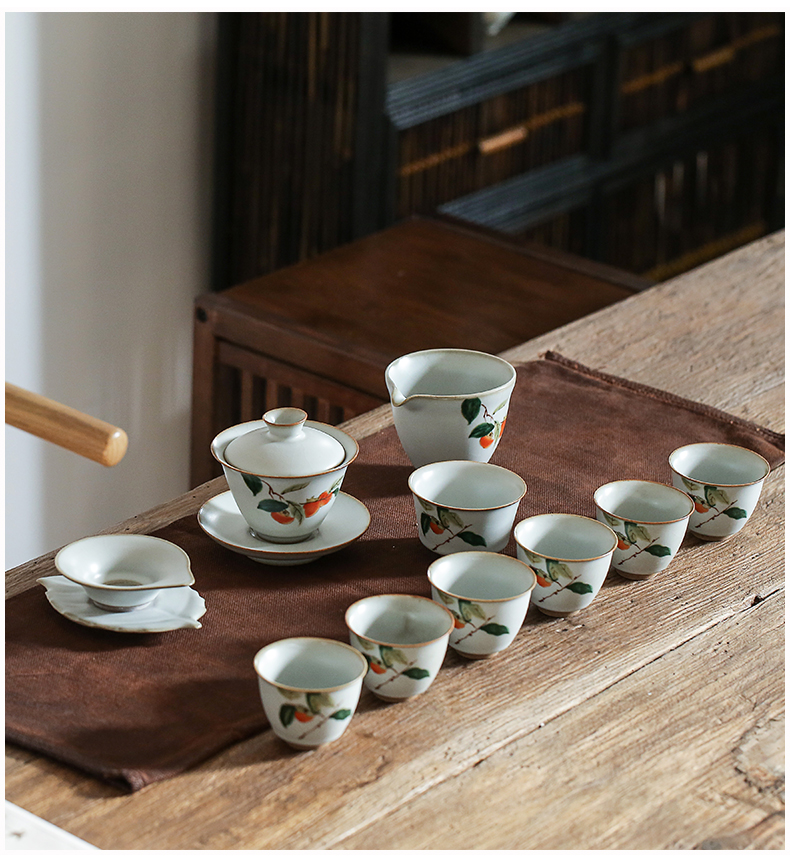 Jingdezhen tea white your up undressed ore on the filter) with base kung fu tea set move pure manual accessories