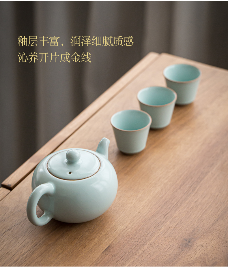 Hand your up xi shi pot of large - sized jingdezhen antique porcelain teapot single pot of ice to crack of the run of mine ore glaze celadon