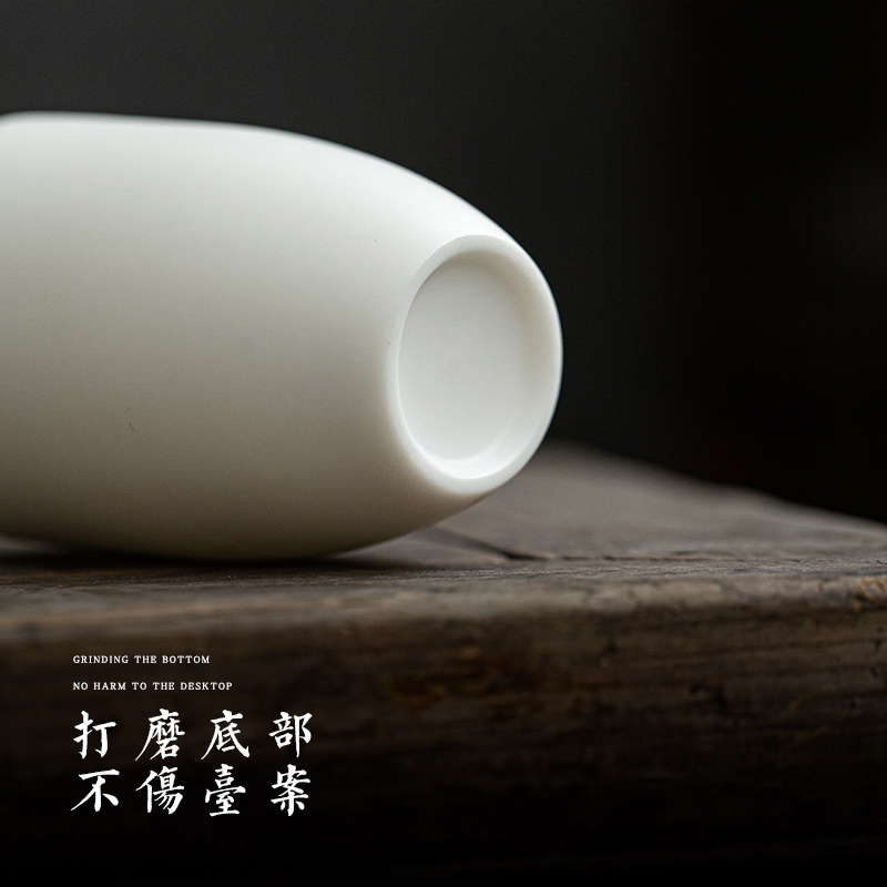Dehua white porcelain biscuit firing hand made of pure white jade porcelain office cup of individual men and women drinking glass cup cup high - grade a warm hand