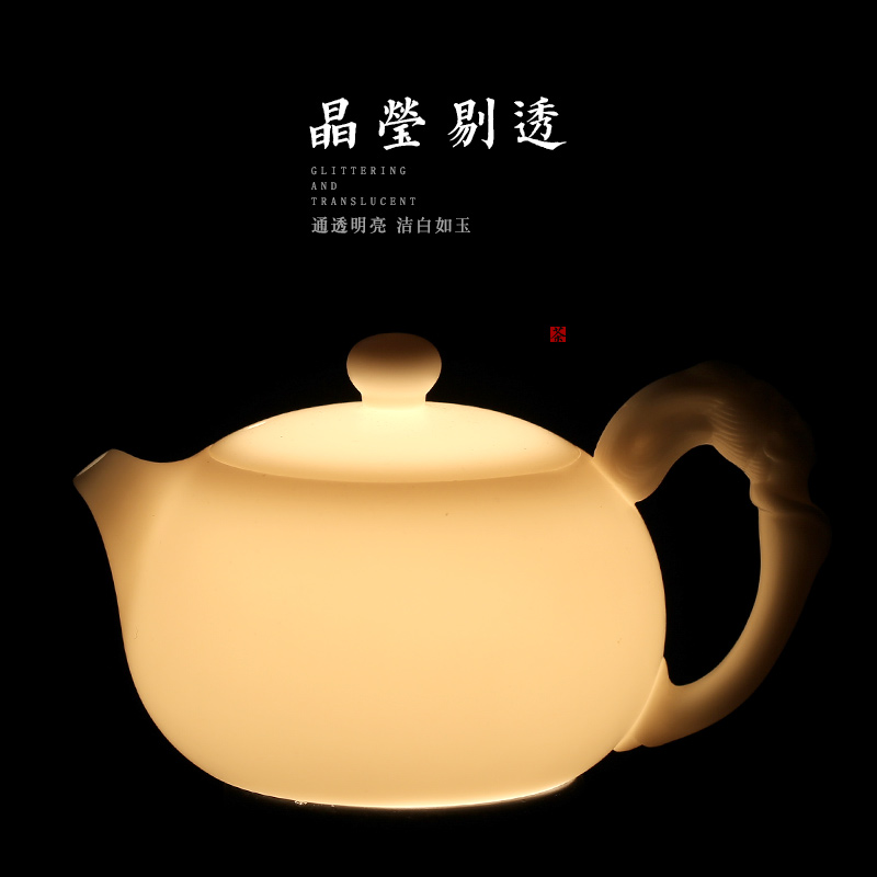 High white porcelain teapot dehua top - grade biscuit firing kung fu suit household ceramics single pot large pure manual xi shi pot