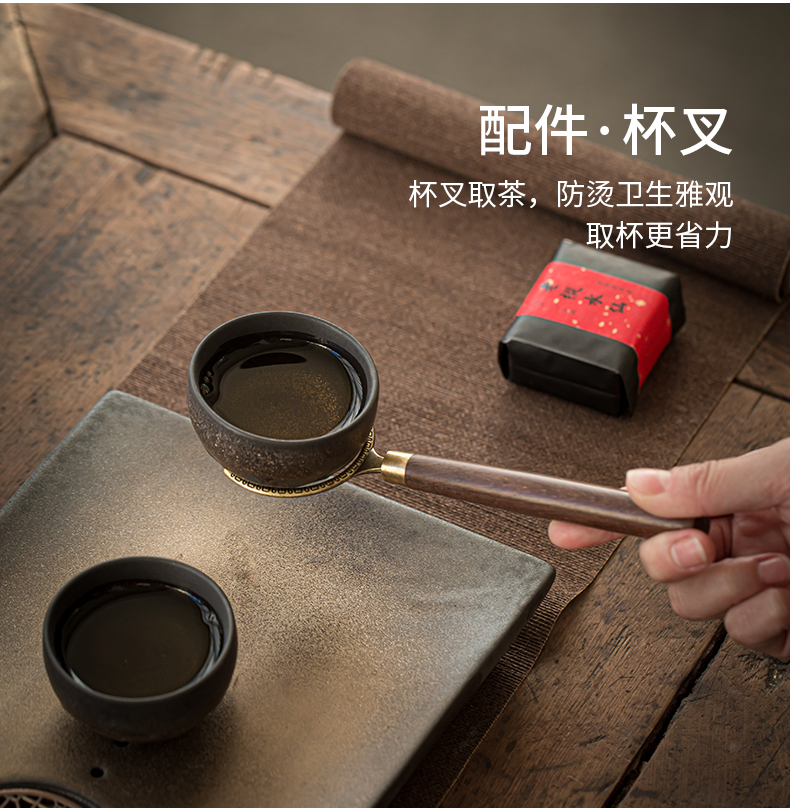 Coarse pottery gold tea six gentleman ChaGa YangHuBi stainless steel teaspoons ChaZhen household utensils bamboo wood accessories