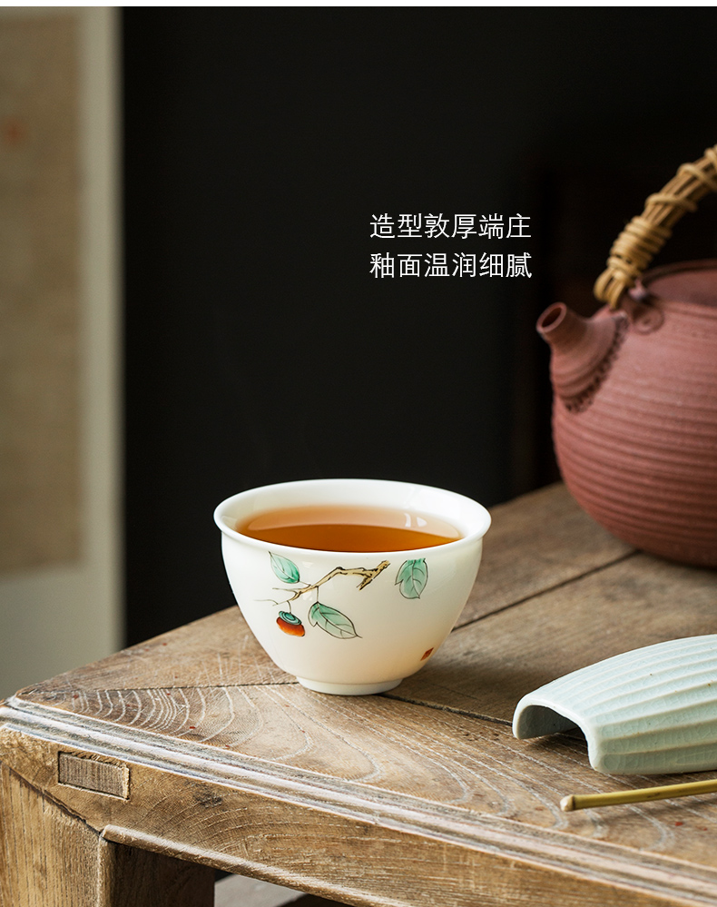 White porcelain pure hand - made master kung fu tea tea cup cup single cup sample tea cup a single large tea bowl of ceramics