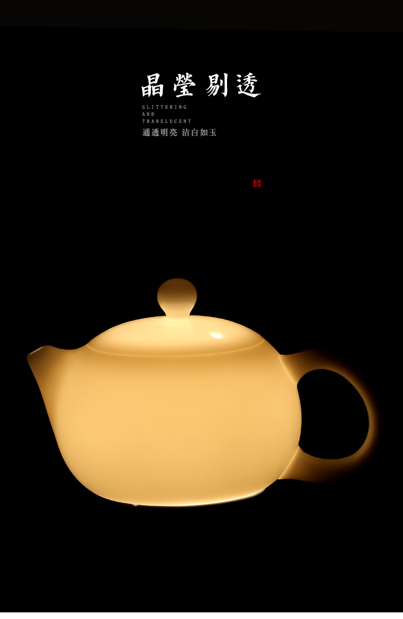 Earth story dehua white porcelain teapot biscuit firing kung fu suit household ceramics single pot large hand xi shi pot