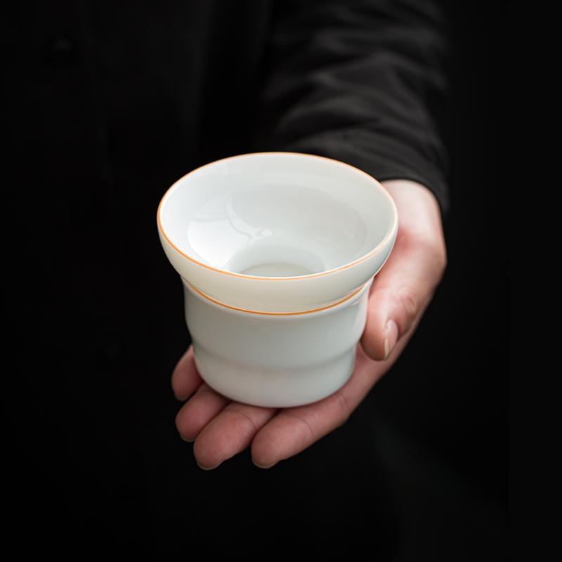 Dehua suet jade white porcelain tea strainer zero with ceramic tea tea tea strainer screen suet jade porcelain tea set