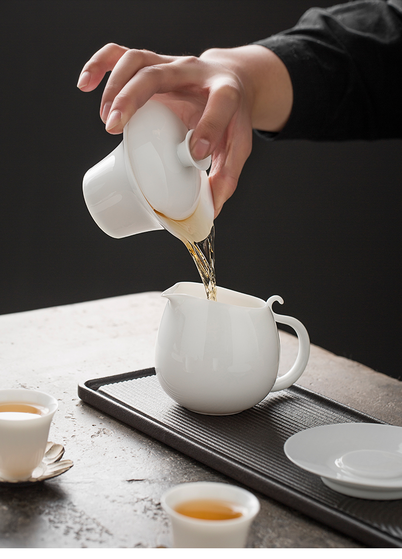 Jingdezhen manual thin foetus large tureen white porcelain cups water chestnut tureen single hot ceramic tea bowl