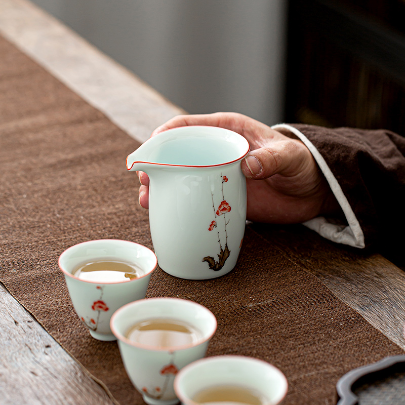 Earth story of jingdezhen ceramic fair keller hand - made name plum and small tea points sea tea tea set fair cup