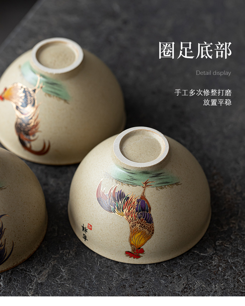 Earth story jingdezhen coarse tao kung fu tea set hand - made ceramic cups sample tea cup master cup single cup chicken cylinder cup