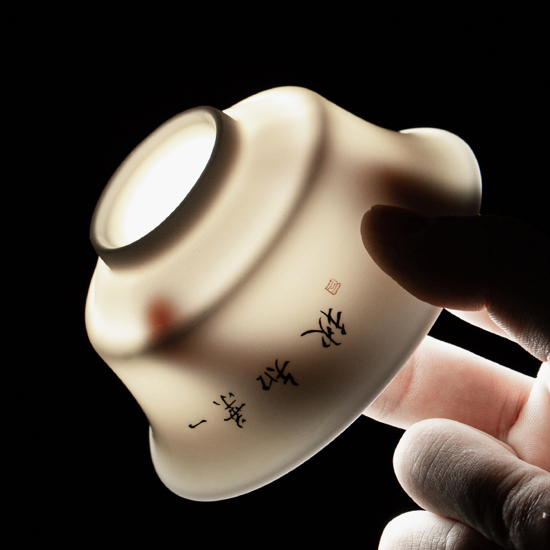 Lard white tea custom lettering tureen cup kung fu white porcelain cup of jingdezhen ceramic tea only three tureen