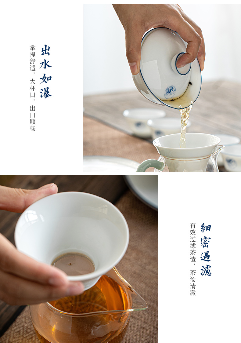 Jingdezhen hand - made orchid sweet white porcelain tureen tea cups suit kung fu tea set suit household contracted a complete set of tea service