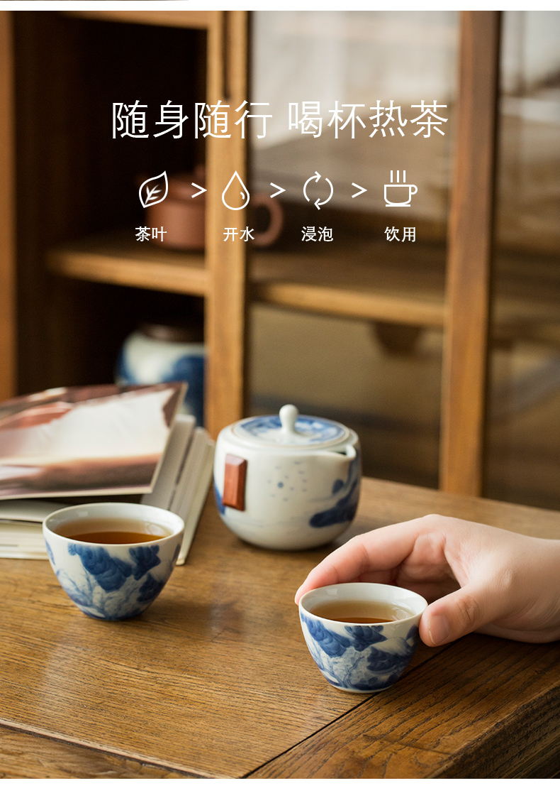 Jingdezhen porcelain hand - made crack cup a pot of 2 cups of individual travel office portable set of ceramic kung fu tea set