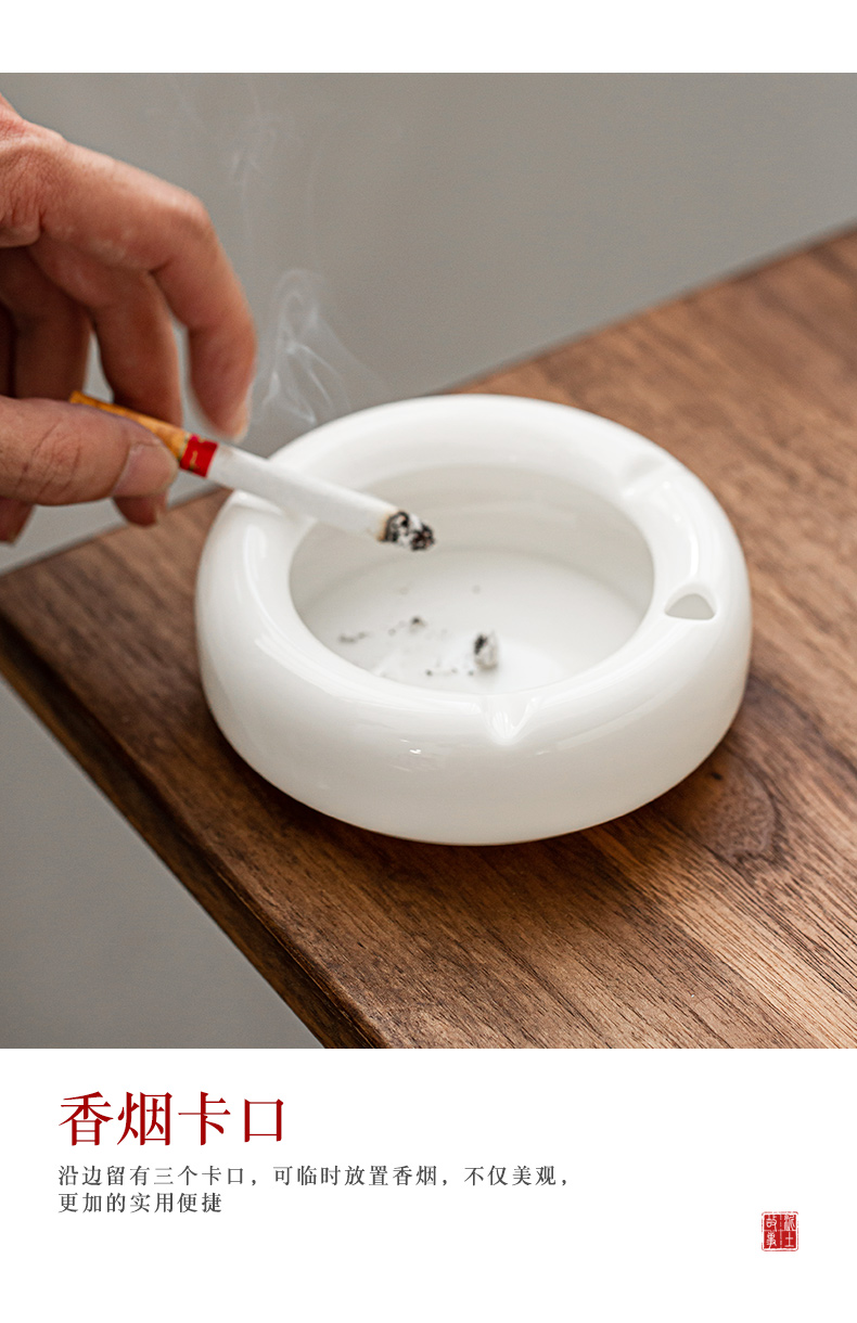 Dehua white porcelain contracted fashion jade ceramic ashtray home furnishing articles office ashtray sitting room move trend