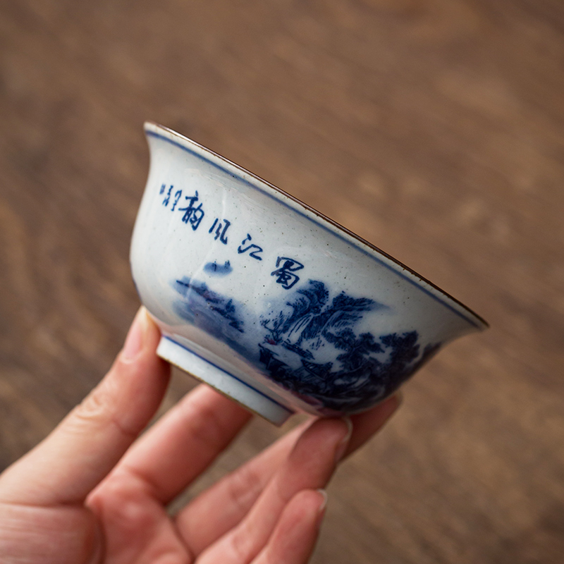 Hand tureen jingdezhen ceramic cups only three bowls of kung fu tea tureen of blue and white porcelain three cups of tea tureen
