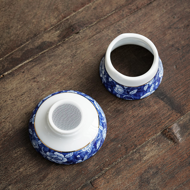 Dehua white porcelain high blue and white porcelain) group, a creative Japanese kung fu tea tea tea filter remove tea accessories