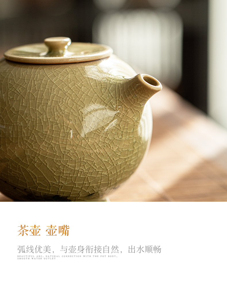 Jingdezhen hand - made ice to crack the up lotus teapot ceramic teapot teacup of a complete set of kung fu tea set office