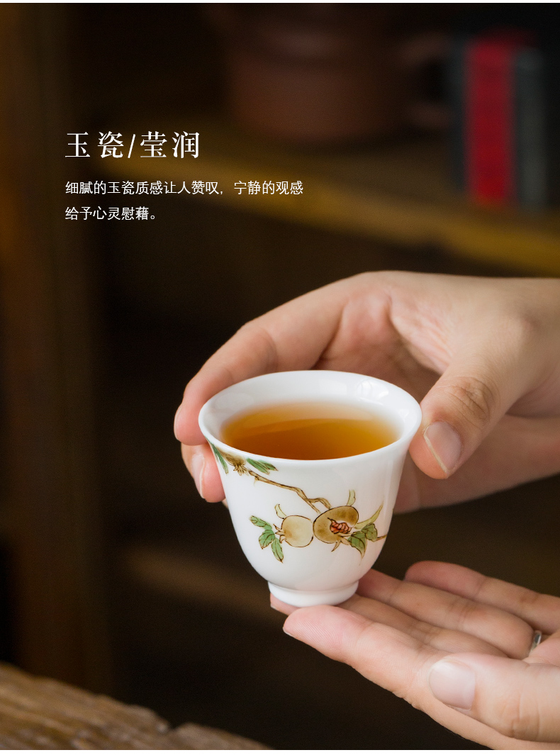 Jingdezhen hand - made pure manual under glaze color porcelain ceramic kung fu tea set personal sample tea cup cup cup single CPU