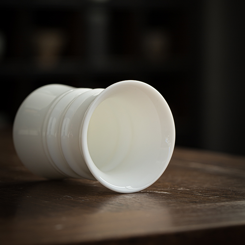 Suet jade white porcelain tea six gentleman ceramic household single brush pot ebony ChaGa kung fu tea accessories