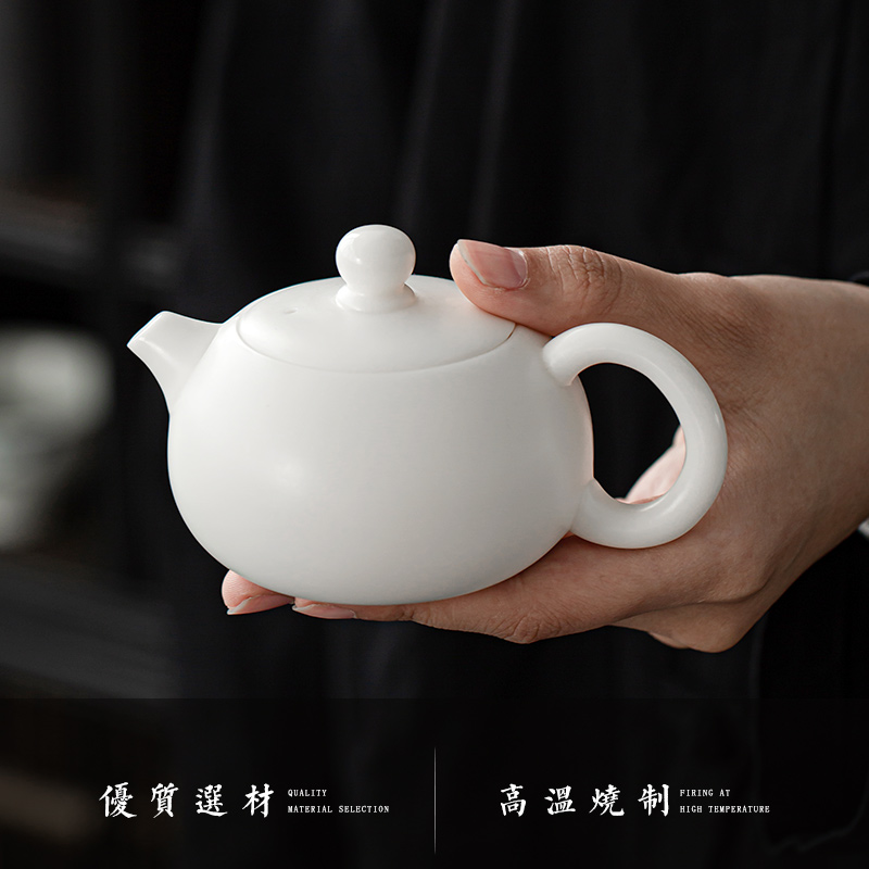 Suet jade dehua white porcelain craft xi shi pot of Suet jade ceramic biscuit firing kung fu tea set household little teapot