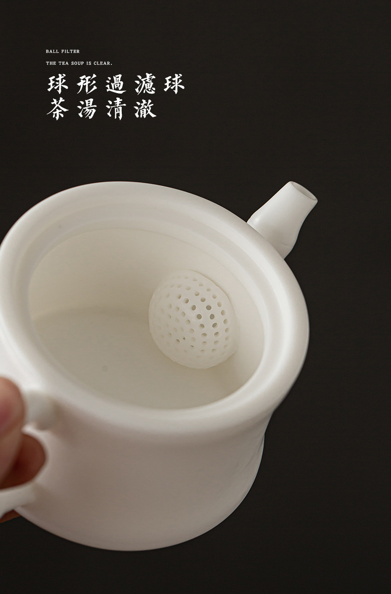 Dehua white clay story CiHu pure manual teapot large capacity full manual household utensils suits for bamboo pot