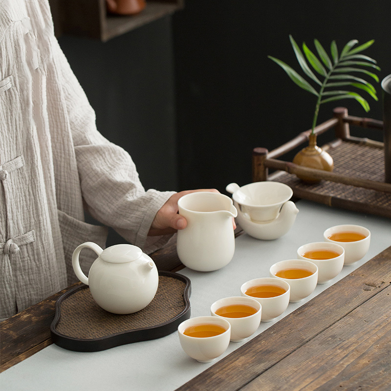Dehua white porcelain in lard) points fair keller of tea ware large - sized ceramic tea sea kung fu tea accessories products on sale