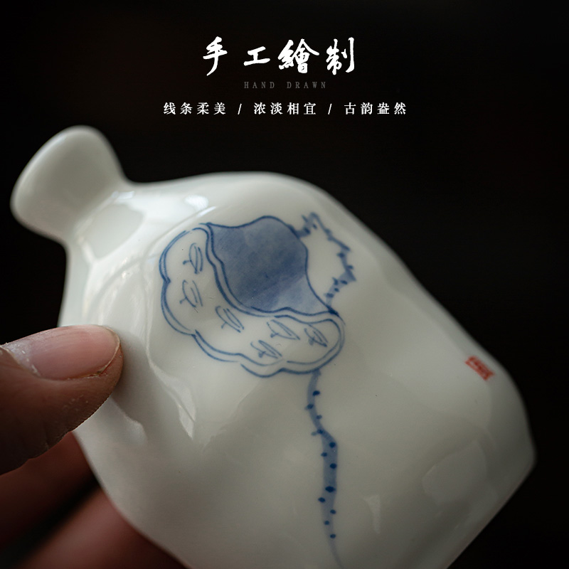 Earth story celadon hand - made mini flowers inserted a Japanese tea taking hand shadow blue glaze vase contracted cost