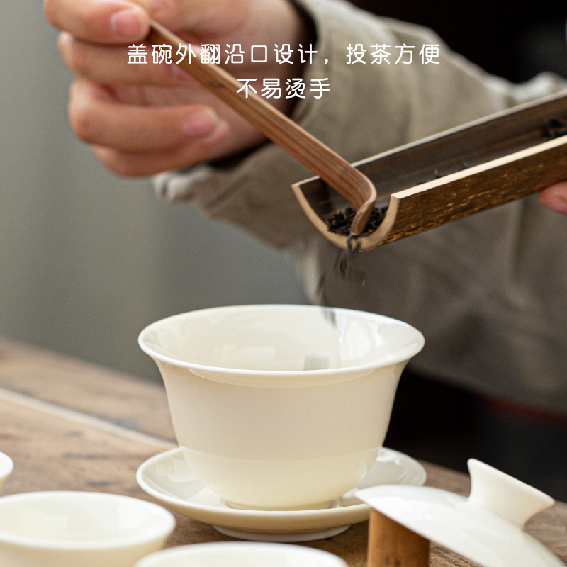 Earth story set of travel group of dehua white porcelain ceramic tea set, tea art would suit portable bag kung fu tea set
