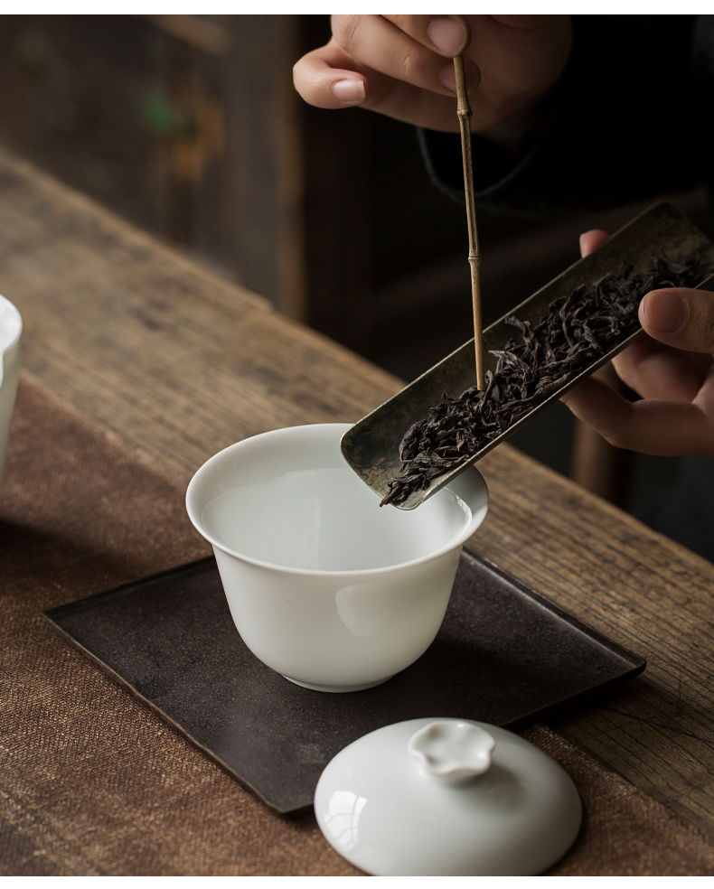 Sweet white porcelain manual only three tureen suit thin foetus jingdezhen ceramic cups a single large kung fu tea bowl