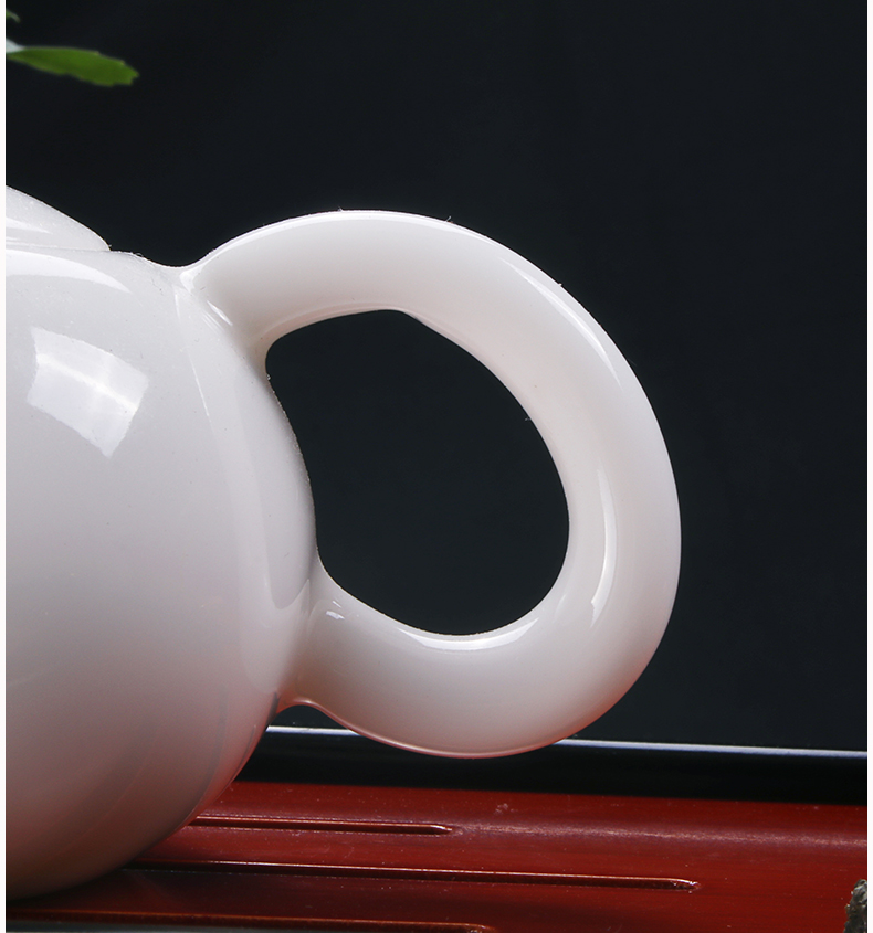 Earth story white porcelain ceramic teapot single pot of household teapot hand xi shi pot of dehua white suet in China