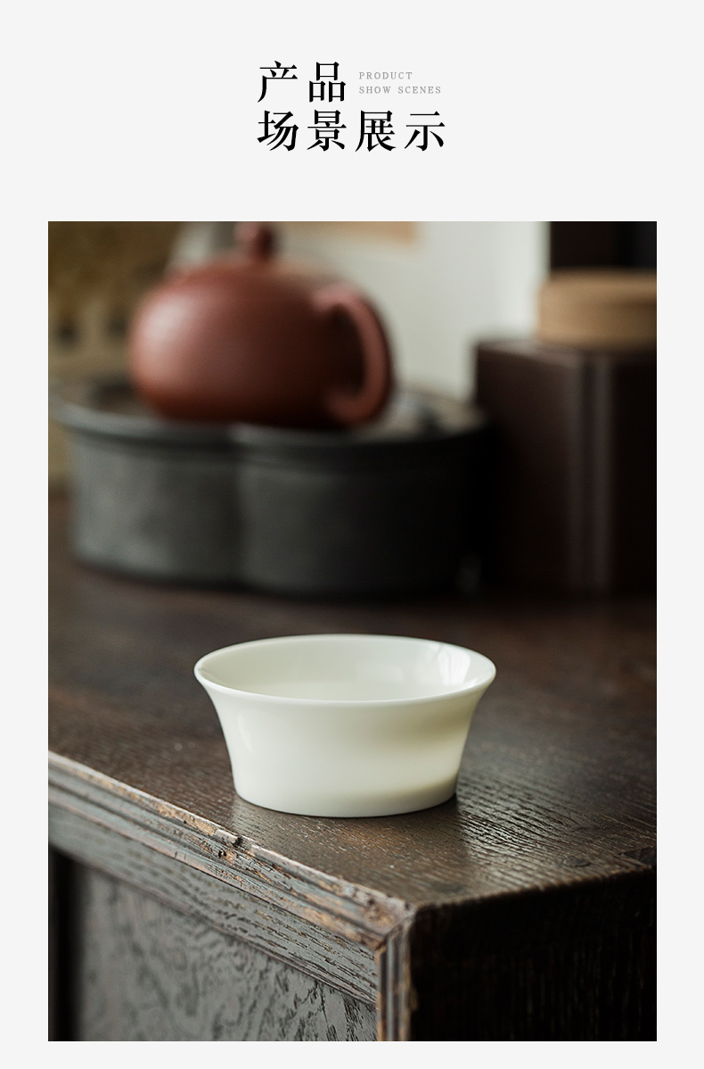 Earth story dehua lard white porcelain sample tea cup master cup large individual cup ceramic cups single cup small bowl