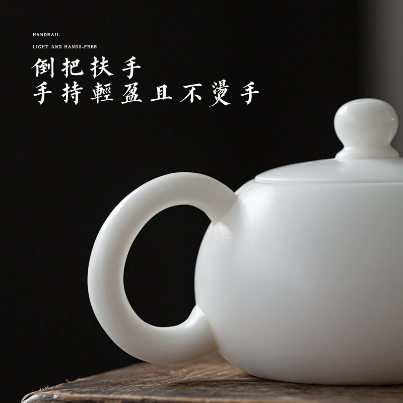 Suet jade dehua white porcelain craft xi shi pot of Suet jade ceramic biscuit firing kung fu tea set household little teapot