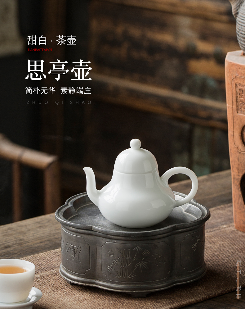 Jingdezhen, pavilion pot of sweet white glaze single pot hand thin foetus ceramic teapot white porcelain household kung fu tea set