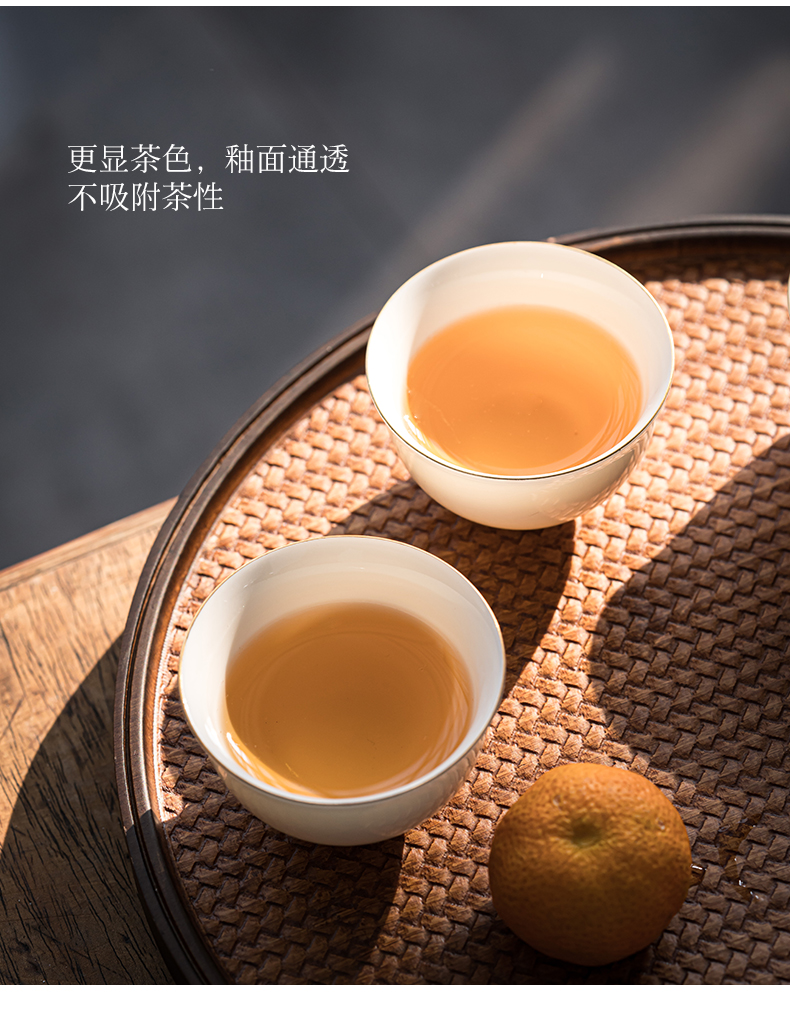 Dehua suet jade white porcelain cups ceramic suit household suet white jade sample tea cup contracted kung fu tea bowls