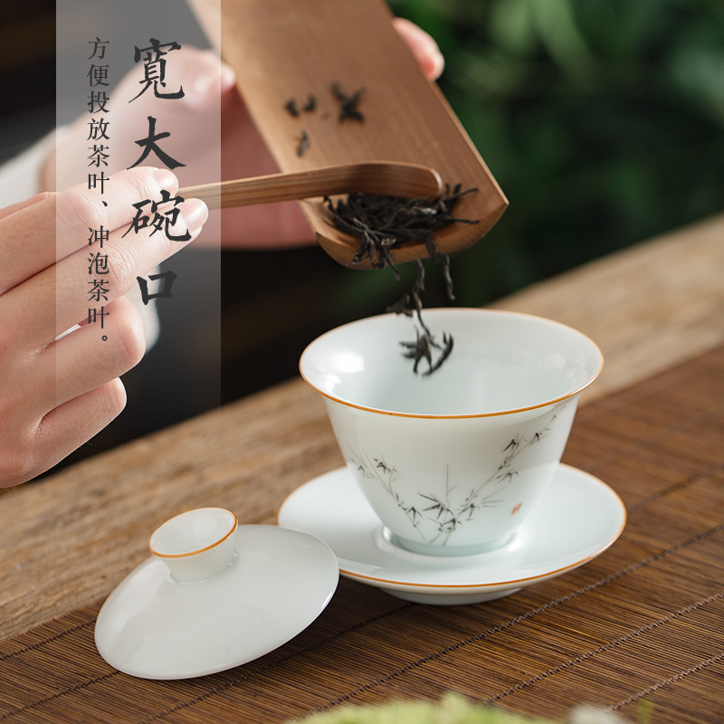 Sweet white jingdezhen blue and white porcelain hand - made tureen three only a single small bowl of white porcelain tea set tea cups cups of tea cups