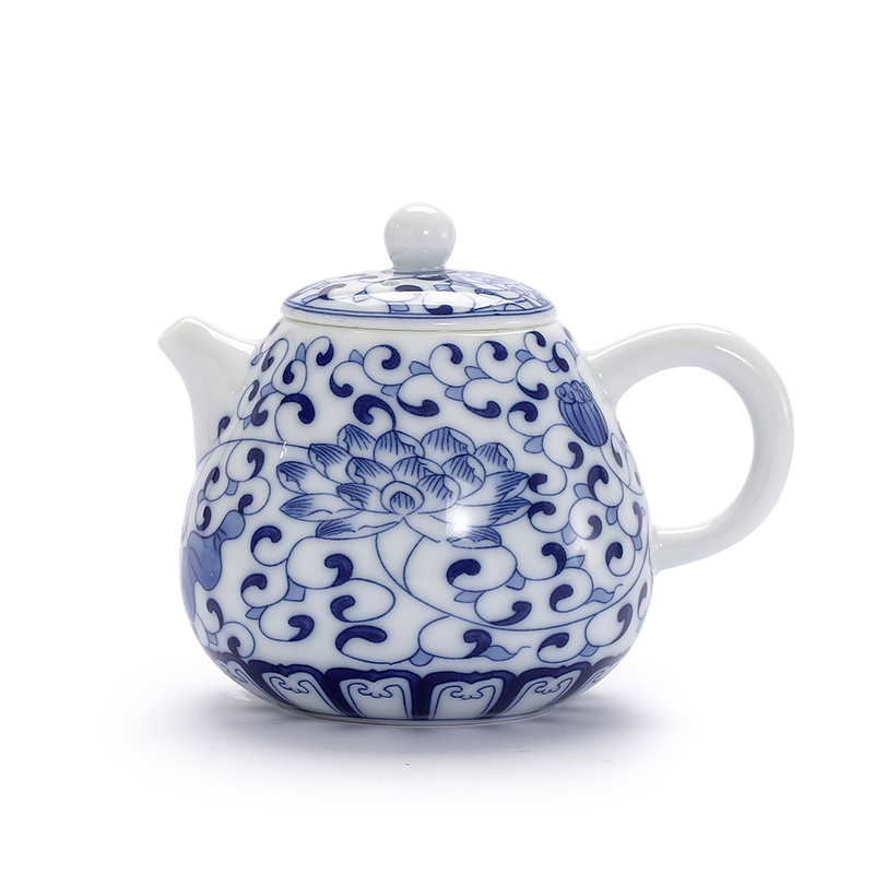 Earth story hand - sketching jingdezhen blue and white porcelain teapot household ceramics kung fu tea set single make tea pot small filter