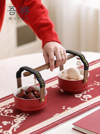 Wuyou Wedding Bride's Family Dowry High-End Chinese-Style Son Festival Bucket Wedding Preparation Supplies Collection Red Small Toilet Festive Dowry