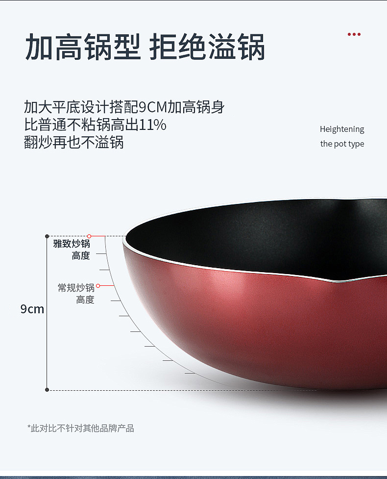 华帝 不粘炒锅 30cm 电磁炉/燃气灶通用 图5
