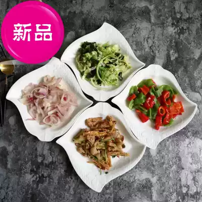 White Chinese x hotel square plate plate Dining room set meal commercial dining plate Heart-shaped dish Ceramic exquisite