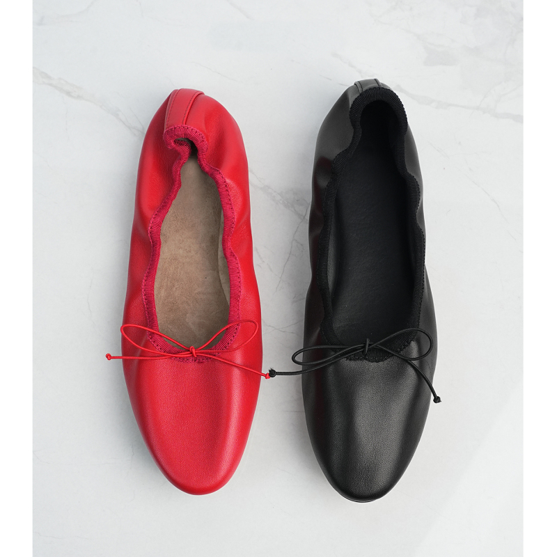 Slimming Adjustable Bow Soft Leather Flats French Retro Ballet Shoes Comfortable Little Red Shoes Granny Shoes Slimming Adjustable Bow Soft Leather Flats French Retro Ballet Shoes Comfortable Little Red Shoes Granny Shoes