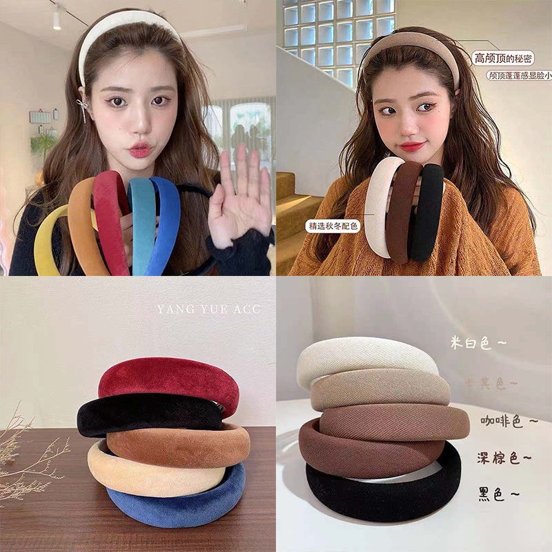 Hair hoop high skull top showing face small candy color sponge headband striped new hairpin wash face out all-match simple